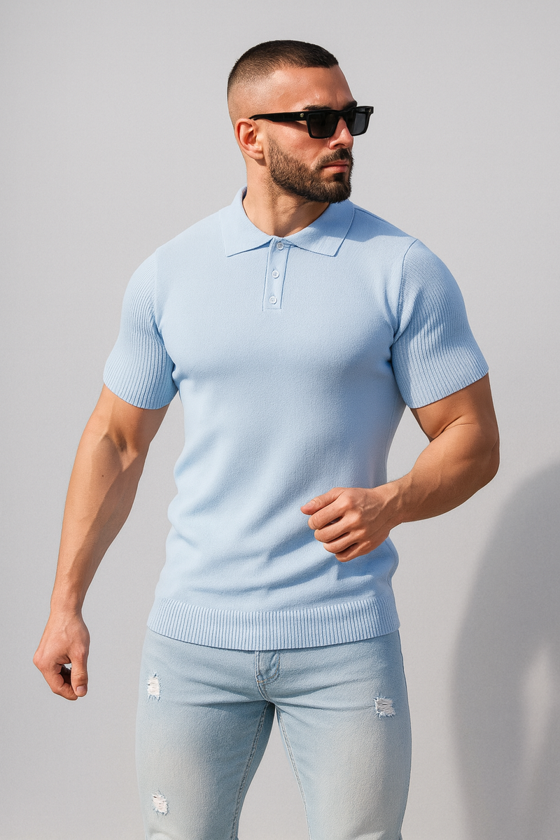 The Apex Knit Polo - Blue