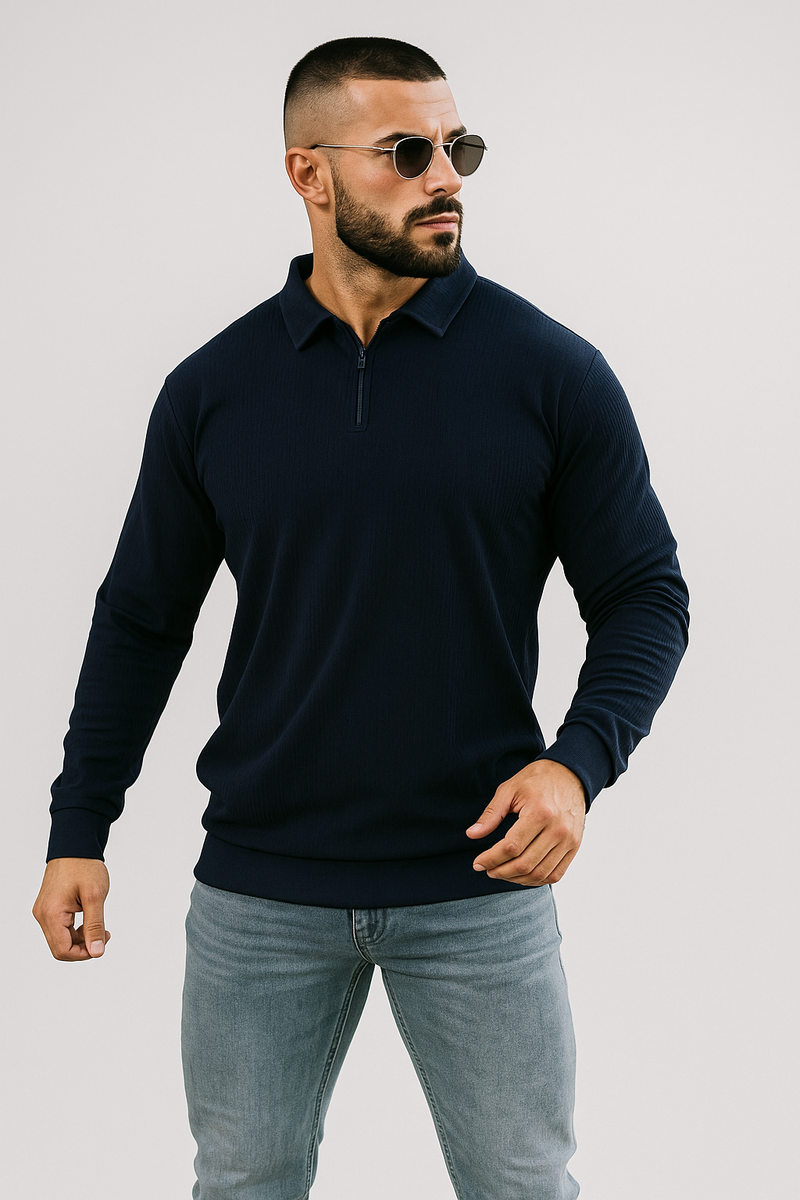 Vanguard Knit Half-Zip Sweater - Dark Blue