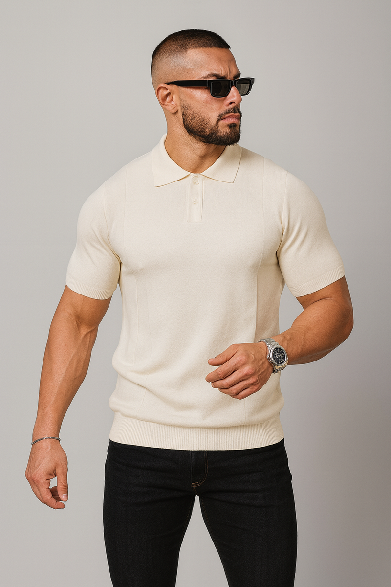 The Apex Knit Polo - Beige